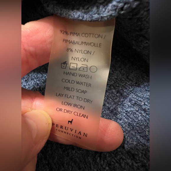 Peruvian Connection Textured Knit Sweater Women’s M Long Sleeve Dusty Blue Pima - Picture 7 of 11